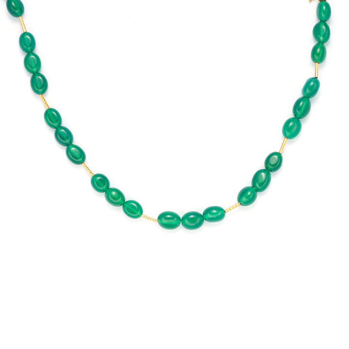 The Emerald Path: Green Agate & 18K Gold necklace