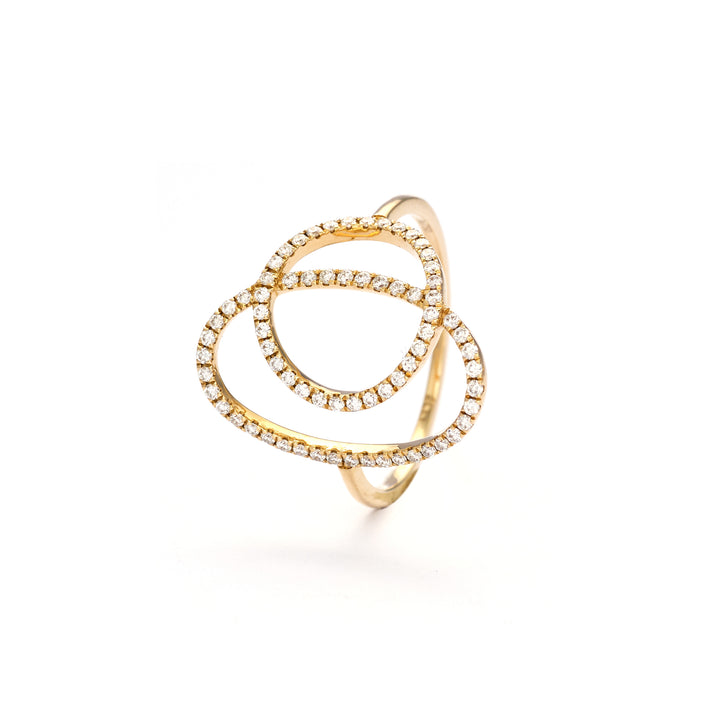 18K Gold Full Diamond Geometric Circle Ring