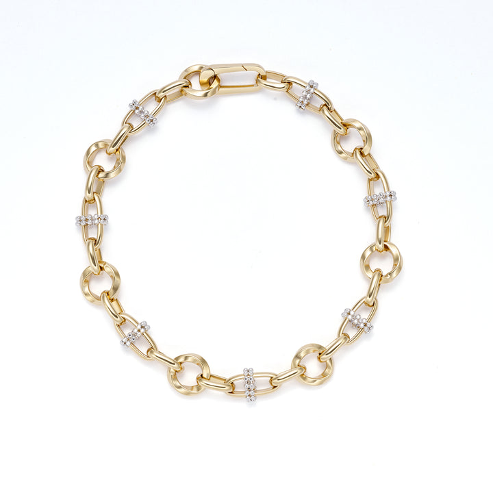 18K Two-tone Gold Cross Link Chain Bracelet