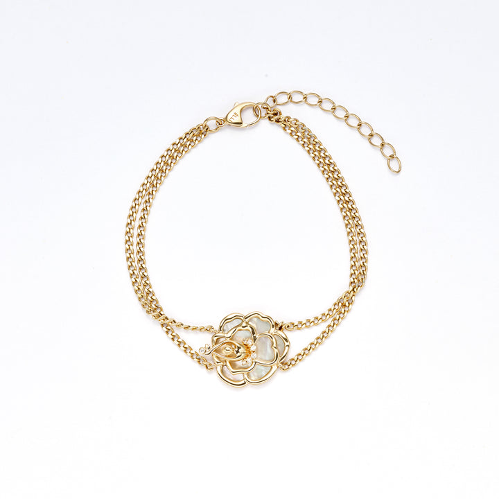 Mother of Pearl with Rose 18K gold bracelet