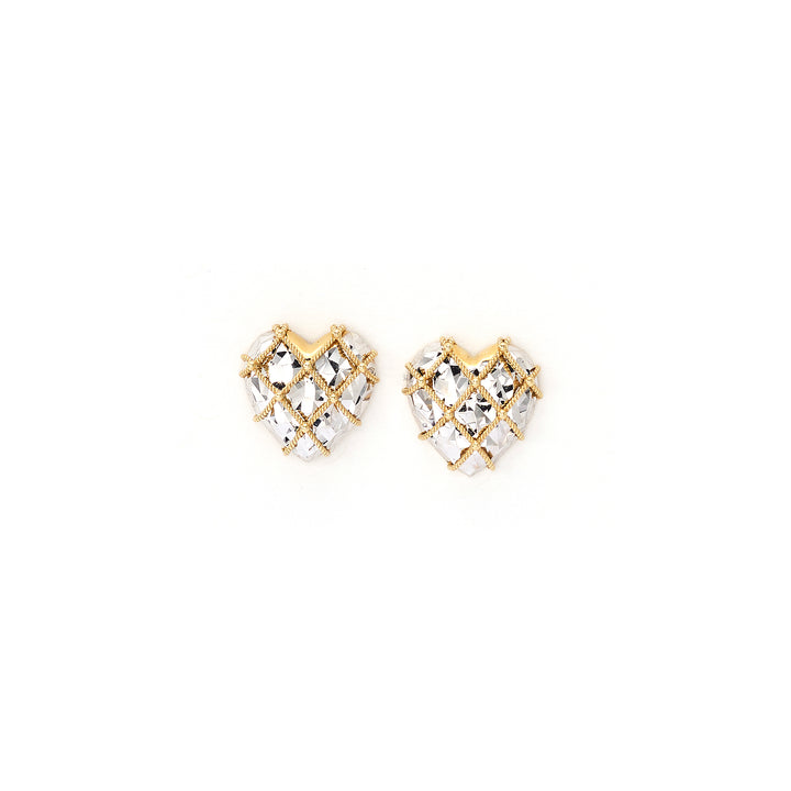 Geometric 3D Heartshape with Multi-faceted Reflective Shinely Earrings