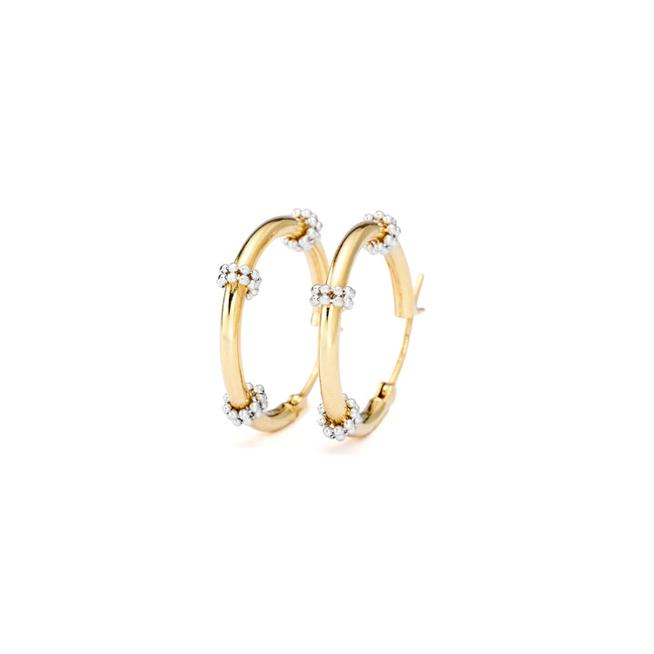 18K Duo-Color Geometric Circular Hoop Earrings
