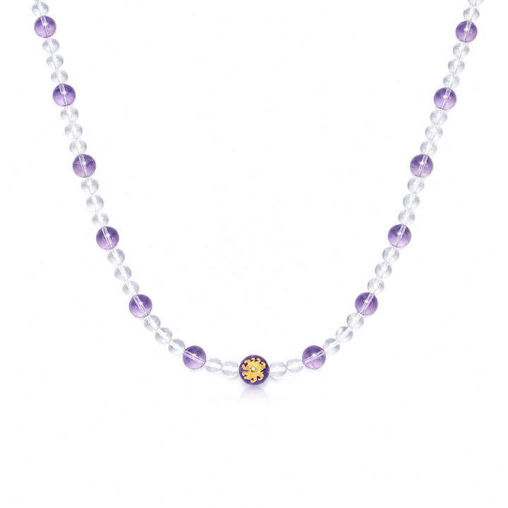 The Clarity Conduit with Raw Amethyst & Clear Quartz Amplification Necklace