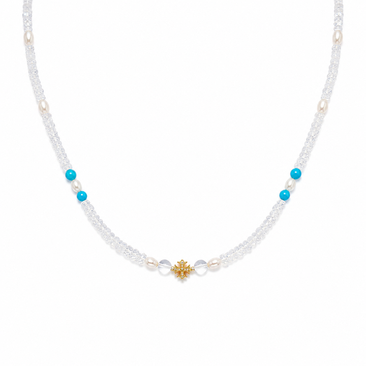 The Modern Byzantine: Moonstone & Turquoise 18K Gold Cross Talisman