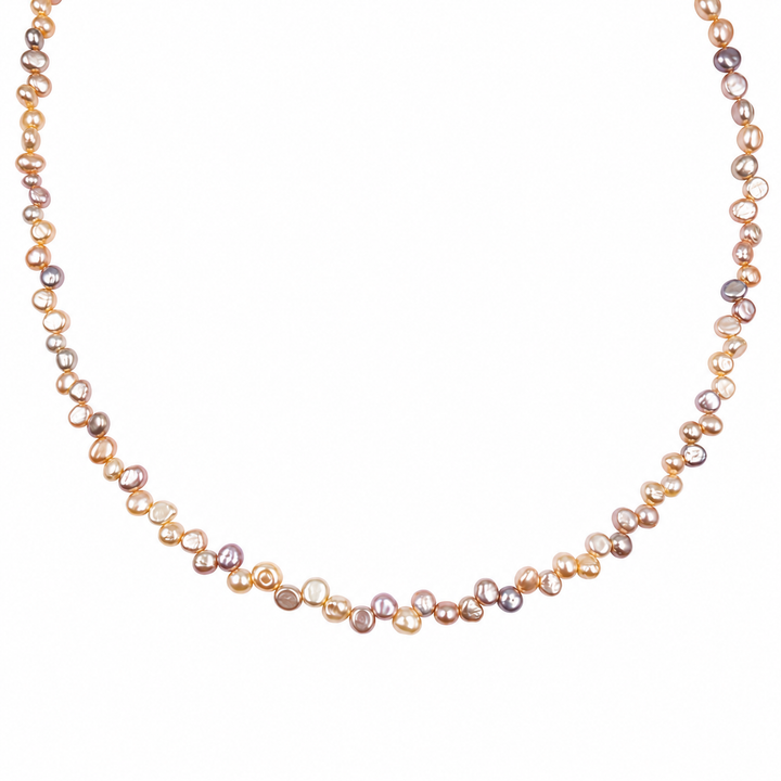 The Meadow Whisper: Baroque Petal Pearl Necklace with Gold Magnetic Clasp