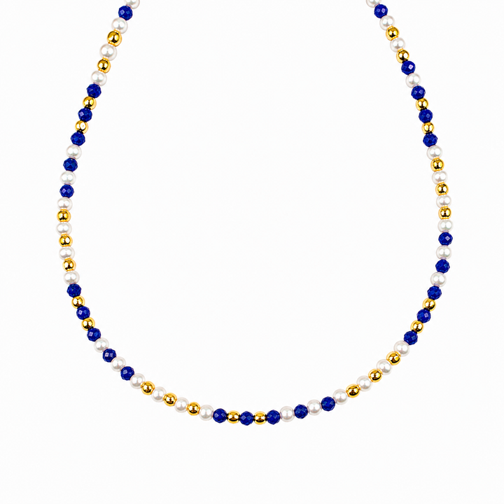Lapis with Golden Color Beads