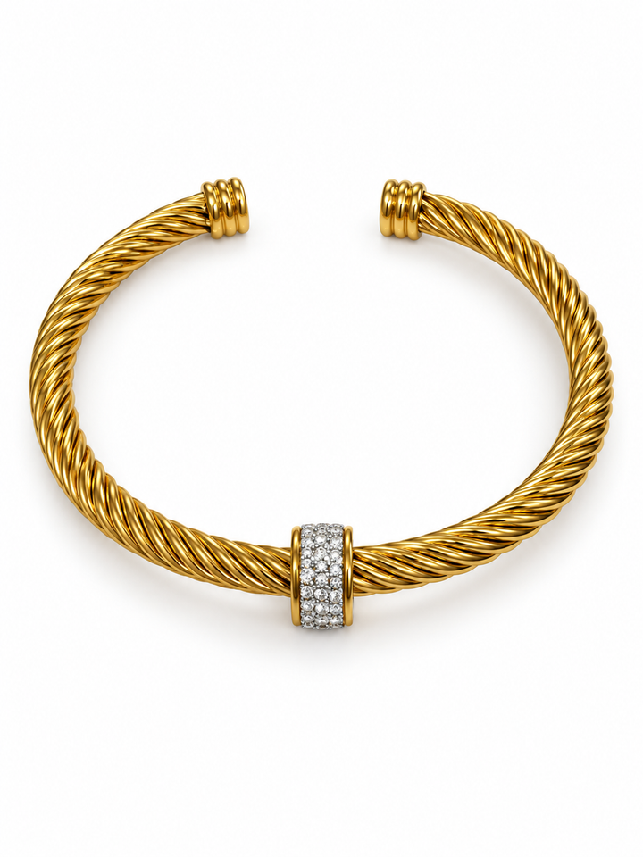 18K Gold-Plated Crystal Rope Cuff