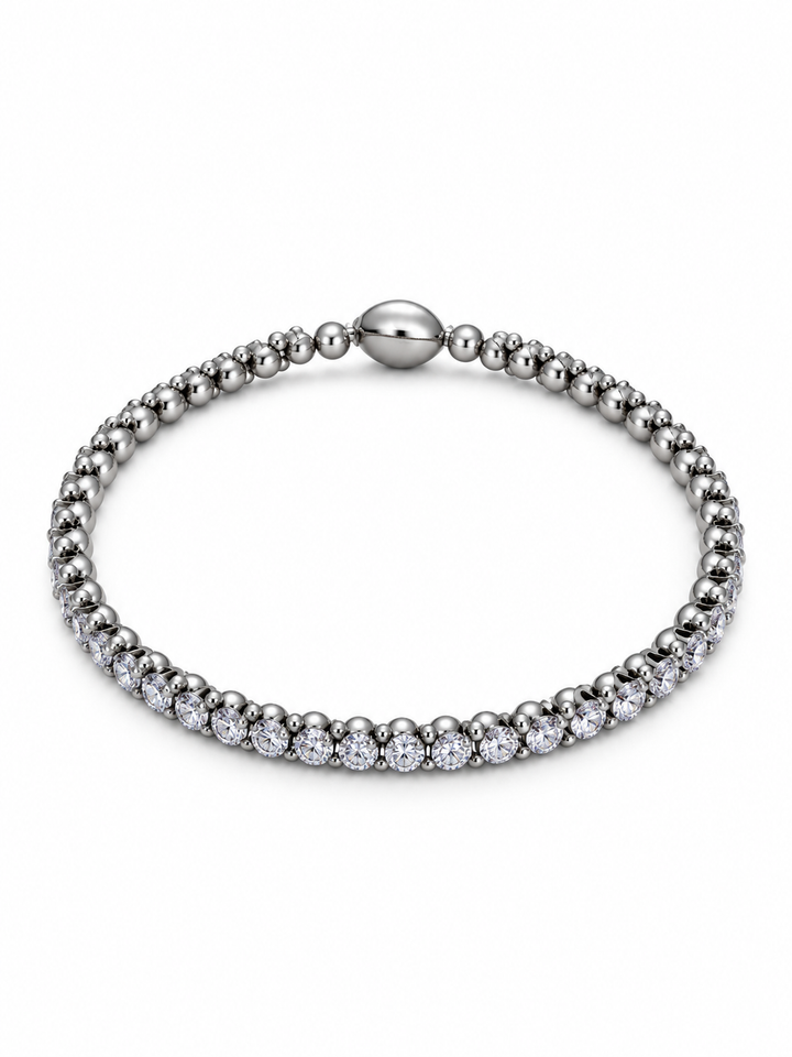 Everglow 4mm White Tennis Bracelet - Magnetic Link