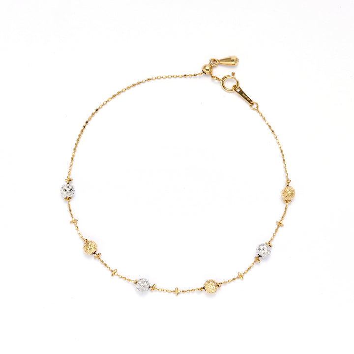 18K Duo-color Gold Starlight Oval Bead Bracelet