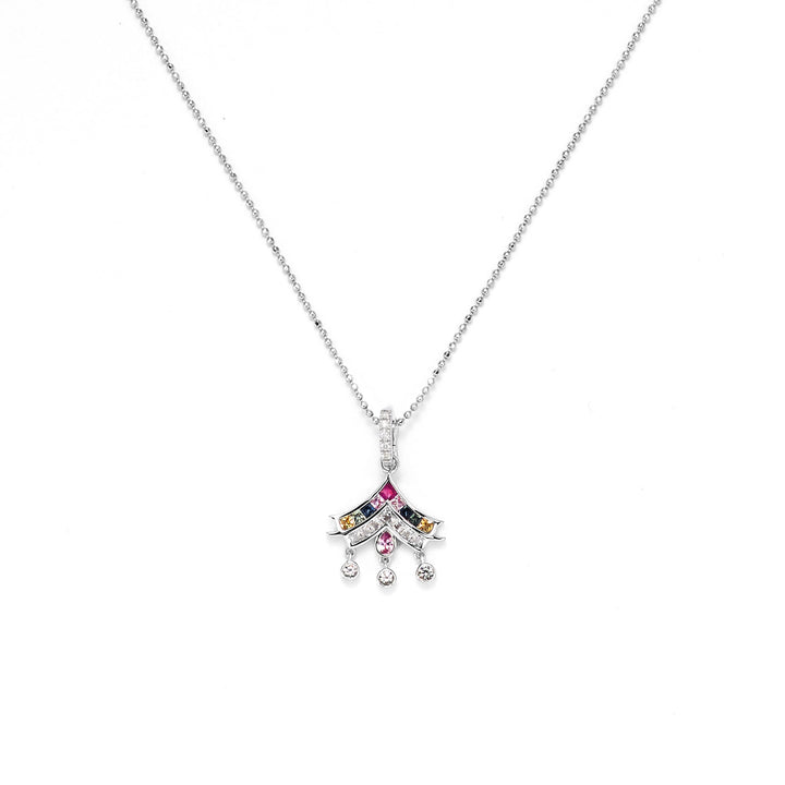 18K White Gold Diamond and Multi-Gemstone Courtyard Necklace
