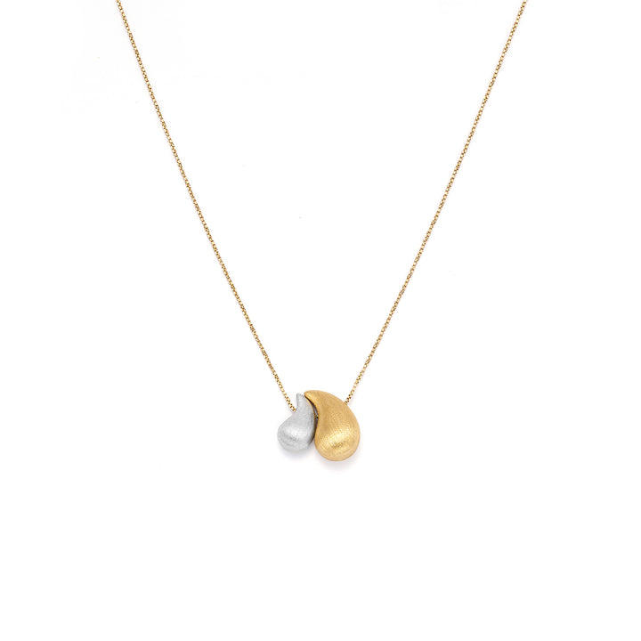 18K Gold Floating Sand Brushed Bead Rigato Necklace