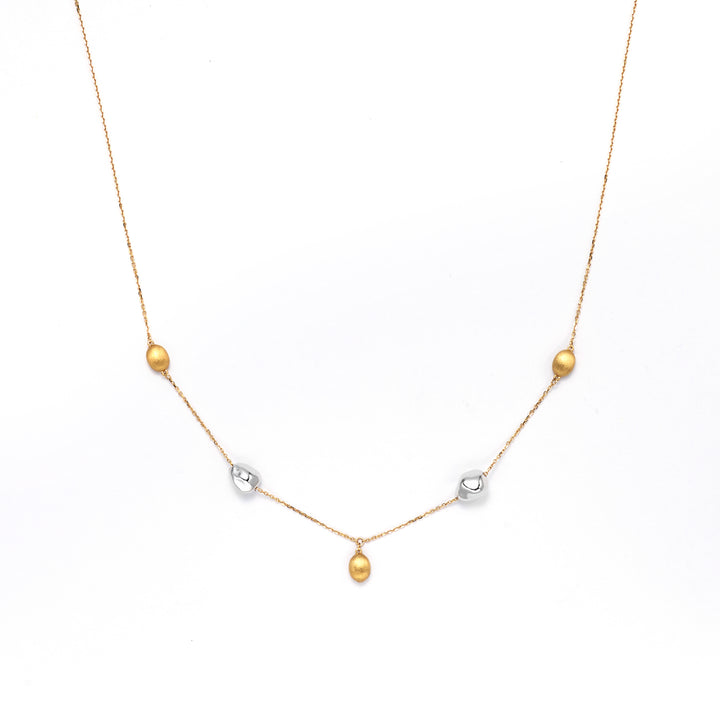 18K Gold Floating Sand Brushed Bead Rigato Necklace